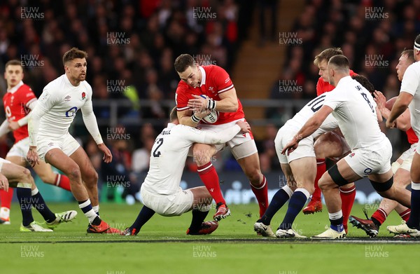 100224 - England v Wales - Guinness 6 Nations - George North of Wales is tackled by Fraser Dingwall of England 