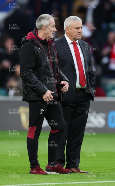 100224 - England v Wales, Guinness 6 Nations 2024 - Wales head coach Warren Gatland, right, with Wales assistant coach Rob Howley