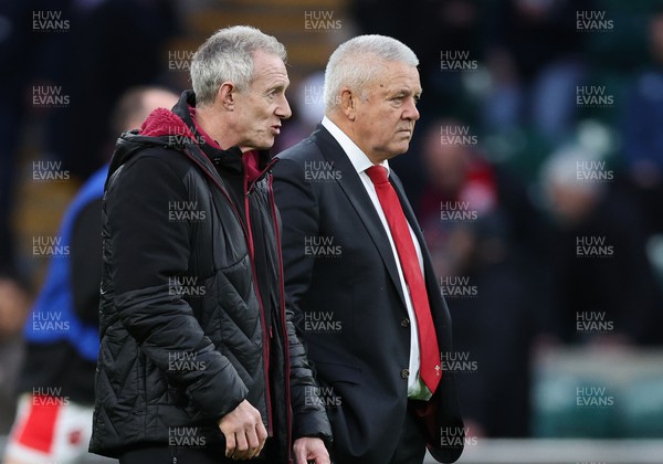 100224 - England v Wales, Guinness 6 Nations 2024 - Wales head coach Warren Gatland, right, with Wales assistant coach Rob Howley