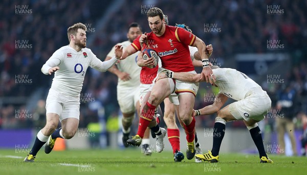 120316 - England v Wales - RBS 6 Nations - George North of Wales is tackled by Mike Brown of England