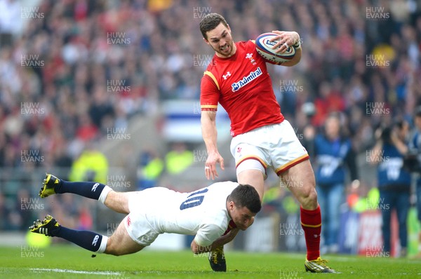 120316 - England v Wales - RBS 6 Nations 2016 -George North of Wales is tackled by George Ford of England