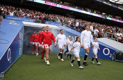 120823 - England v Wales - Summer Nations Series - Dewi Lake of Wales walks out the tunnel along side Owen Farrell of England 