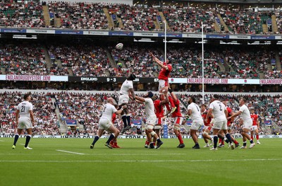 120823 - England v Wales - Summer Nations Series - Adam Beard of Wales wins the line out