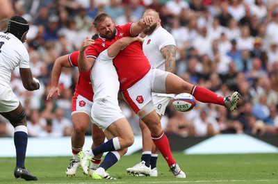 120823 - England v Wales, Summer Nations Series 2023 - Tomas Francis of Wales is held by Jack van Poortvliet of England