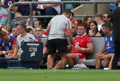 120823 - England v Wales, Summer Nations Series 2023 - Dewi Lake of Wales reacts after going off with an injury