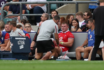 120823 - England v Wales, Summer Nations Series 2023 - Dewi Lake of Wales reacts after going off with an injury