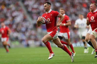 120823 - England v Wales, Summer Nations Series 2023 - Tomos Williams of Wales races in to score try