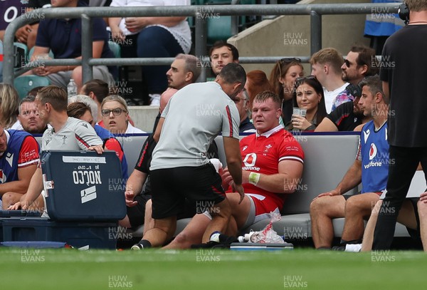 120823 - England v Wales, Summer Nations Series 2023 - Dewi Lake of Wales reacts after going off with an injury