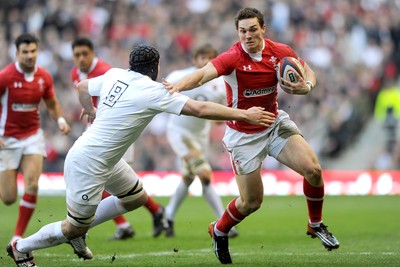 250212 - England v Wales - RBS Six Nations 2012 -George North of Wales is tackled by Ben Morgan of England