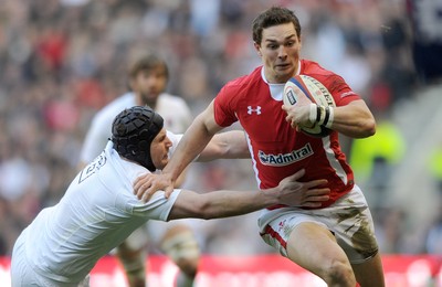 250212 - England v Wales - RBS Six Nations 2012 -George North of Wales is tackled by Ben Morgan of England