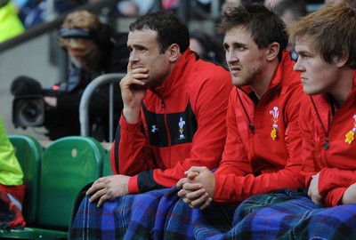 250212 - England v Wales - RBS Six Nations 2012 -Jamie Roberts of Wales looks on after being replaced at half time