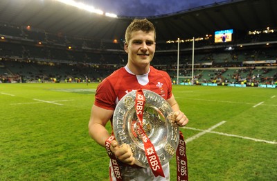 250212 - England v Wales - RBS Six Nations 2012 -Scott Williams of Wales celebrates winning the tripple crown