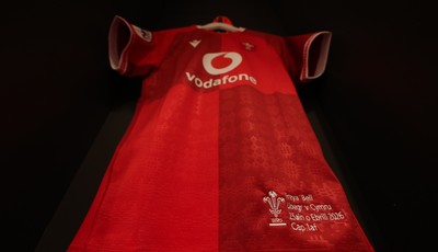 250426 - England v Wales, 2026 Guinness Women’s 6 Nations - Freya Bell’s Wales match jersey hanging in the changing room ahead of the match on her first cap