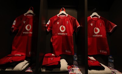 250426 - England v Wales, 2026 Guinness Women’s 6 Nations - Wales match jerseys hang in the changing room ahead of the match