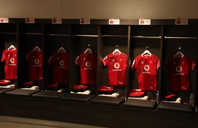 250426 - England v Wales, 2026 Guinness Women’s 6 Nations - Wales match jerseys hang in the changing room ahead of the match