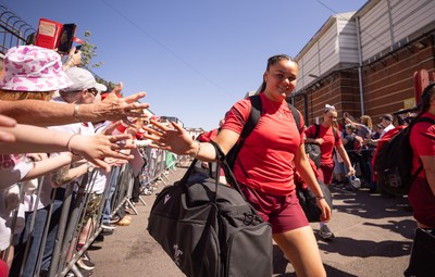 250426 - England v Wales, 2026 Guinness Women’s 6 Nations - Jorja Aiono of Wales as the Wales team arrive at Ashton Gate