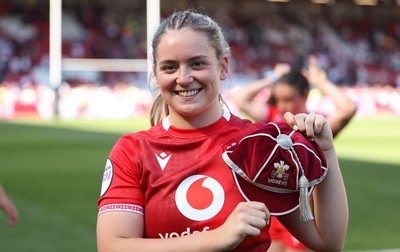 250426 - England v Wales, 2026 Guinness Women’s 6 Nations - Freya Bell of Wales with her first cap at the end of the match