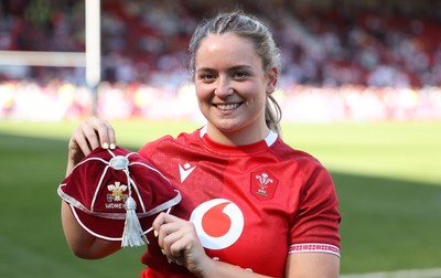 250426 - England v Wales, 2026 Guinness Women’s 6 Nations - Freya Bell of Wales with her first cap at the end of the match