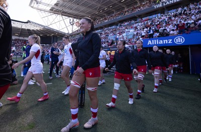 250426 - England v Wales, 2026 Guinness Women’s 6 Nations - Jorja Aiono of Wales walks out at the start of the match