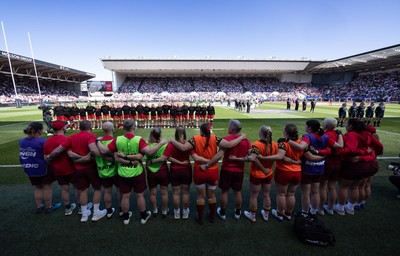 250426 - England v Wales, 2026 Guinness Women’s 6 Nations - Wales line up for the anthems ahead of the match