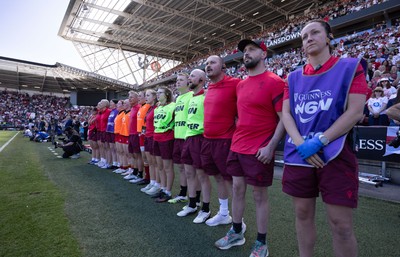 250426 - England v Wales, 2026 Guinness Women’s 6 Nations - Wales management line up for the anthems ahead of the match