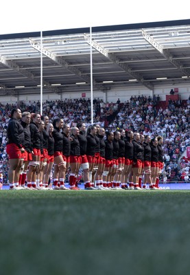 250426 - England v Wales, 2026 Guinness Women’s 6 Nations - Wales line up for the anthems ahead of the match