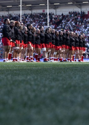 250426 - England v Wales, 2026 Guinness Women’s 6 Nations - Wales line up for the anthems ahead of the match