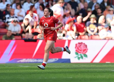 250426 - England v Wales, 2026 Guinness Women’s 6 Nations - Kayleigh Powell of Wales leaves the pitch after being shown a yellow card