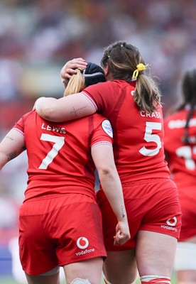 250426 - England v Wales, 2026 Guinness Women’s 6 Nations - Bethan Lewis of Wales and Gwen Crabb of Wales