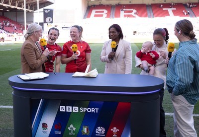 250426 - England v Wales, 2026 Guinness Women’s 6 Nations - Jasmine Joyce of Wales and Alisha Joyce of Wales give BBC interview after the match