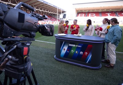 250426 - England v Wales, 2026 Guinness Women’s 6 Nations - Jasmine Joyce of Wales and Alisha Joyce of Wales give BBC interview after the match