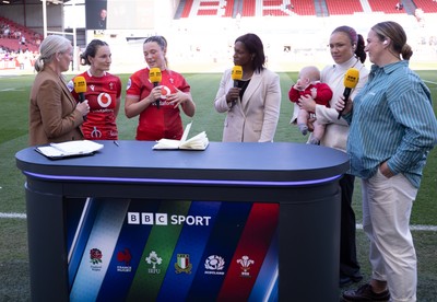 250426 - England v Wales, 2026 Guinness Women’s 6 Nations - Jasmine Joyce of Wales and Alisha Joyce of Wales give BBC interview after the match