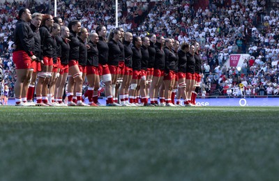 250426 - England v Wales, 2026 Guinness Women’s 6 Nations - Wales management line up for the anthems ahead of the match