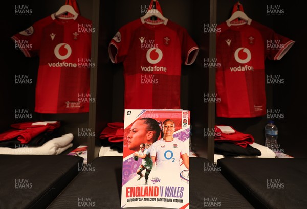 250426 - England v Wales, 2026 Guinness Women’s 6 Nations - Freya Bell’s Wales match jersey hanging in the changing room ahead of the match on her first cap