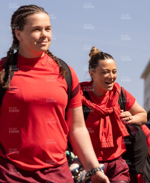 250426 - England v Wales, 2026 Guinness Women’s 6 Nations - Maisie Davies of Wale and Alisha Joyce of Wales as the Wales team arrive at Ashton Gate