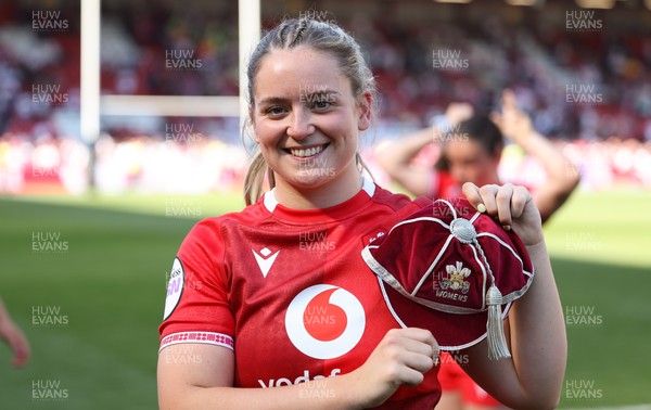 250426 - England v Wales, 2026 Guinness Women’s 6 Nations - Freya Bell of Wales with her first cap at the end of the match