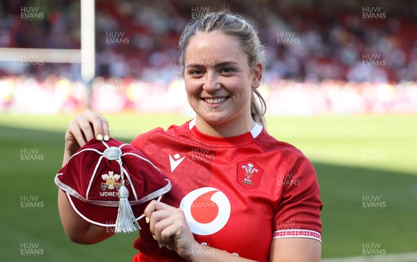 250426 - England v Wales, 2026 Guinness Women’s 6 Nations - Freya Bell of Wales with her first cap at the end of the match