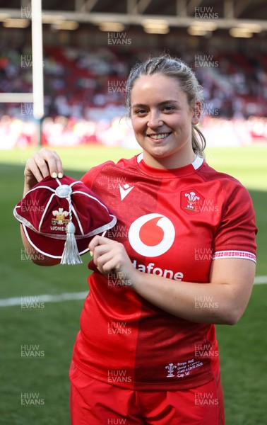 250426 - England v Wales, 2026 Guinness Women’s 6 Nations - Freya Bell of Wales with her first cap at the end of the match