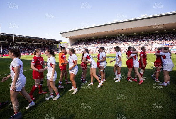 250426 - England v Wales, 2026 Guinness Women’s 6 Nations - Players embrace each other at the end of the match