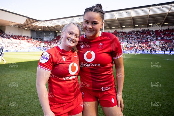 250426 - England v Wales, 2026 Guinness Women’s 6 Nations - Seren Lockwood of Wales and Jorja Aiono of Wales at the end of the match