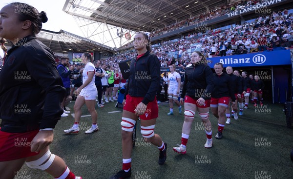 250426 - England v Wales, 2026 Guinness Women’s 6 Nations - Bryonie King of Wales walks out at the start of the match