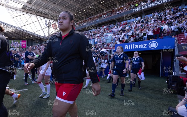 250426 - England v Wales, 2026 Guinness Women’s 6 Nations - Sisilia Tuipulotu of Wales walks out at the start of the match