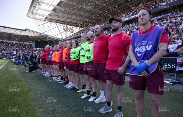 250426 - England v Wales, 2026 Guinness Women’s 6 Nations - Wales management line up for the anthems ahead of the match