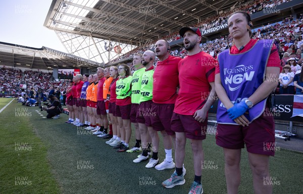 250426 - England v Wales, 2026 Guinness Women’s 6 Nations - Wales management line up for the anthems ahead of the match