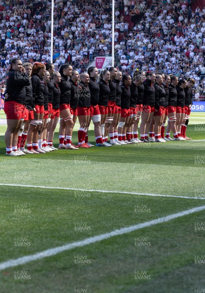 250426 - England v Wales, 2026 Guinness Women’s 6 Nations - Wales line up for the anthems ahead of the match