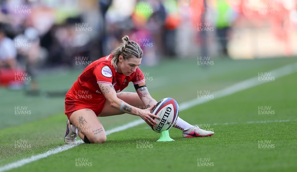 250426 - England v Wales, 2026 Guinness Women’s 6 Nations - Keira Bevan of Wales takes a conversion