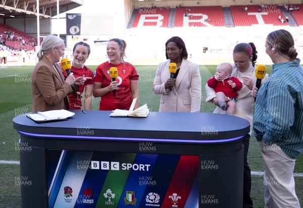 250426 - England v Wales, 2026 Guinness Women’s 6 Nations - Jasmine Joyce of Wales and Alisha Joyce of Wales give BBC interview after the match