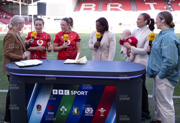 250426 - England v Wales, 2026 Guinness Women’s 6 Nations - Jasmine Joyce of Wales and Alisha Joyce of Wales give BBC interview after the match
