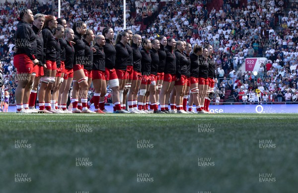 250426 - England v Wales, 2026 Guinness Women’s 6 Nations - Wales management line up for the anthems ahead of the match