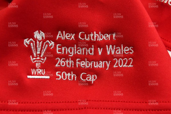 260222 - England v Wales - Guinness Six Nations 2022 - Alex Cuthbert of Wales jersey hangs in the dressing room